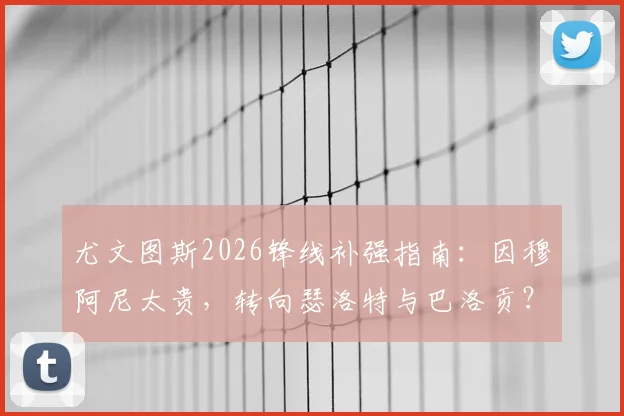 尤文图斯2026锋线补强指南：因穆阿尼太贵，转向瑟洛特与巴洛贡？深度对比谁更值